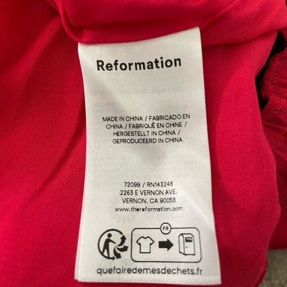 NEW Reformation Katarin Linen Midi Dress Lipstick Red Lace Detail | size 4 - Picture 12 of 12